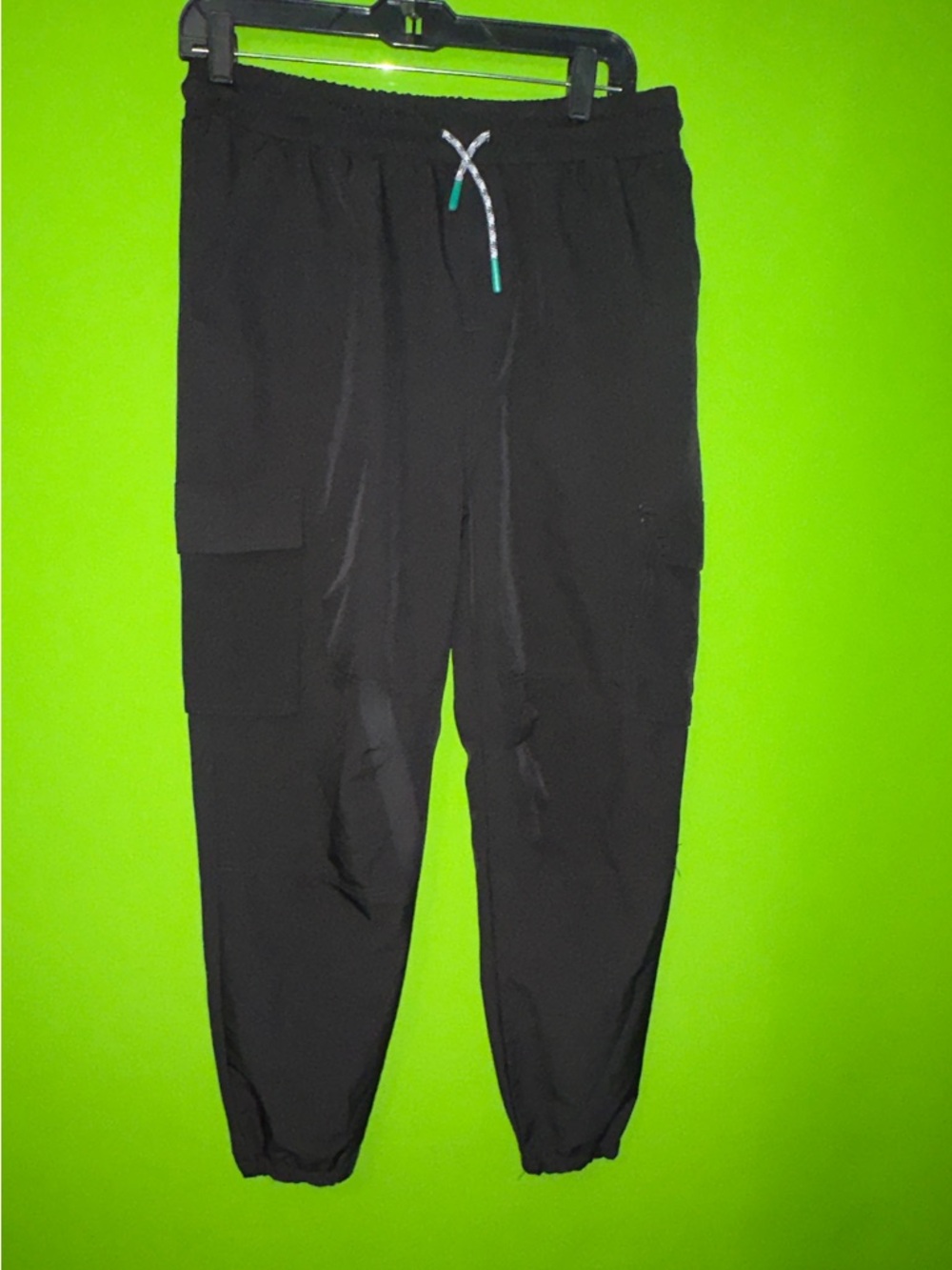 Sovereign Code Black Cargo Jogger Pants with Reflective Drawstring